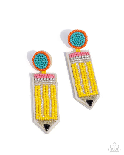 Phenomenal Pencil - Yellow - Paparazzi Earrings