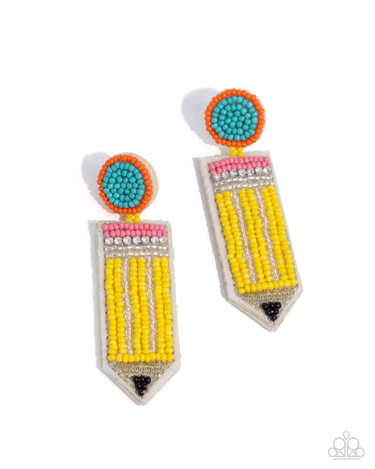 Phenomenal Pencil - Yellow - Paparazzi Earrings