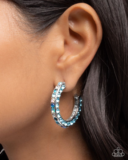 High-Level Haute - Blue - Paparazzi Hoop Earrings