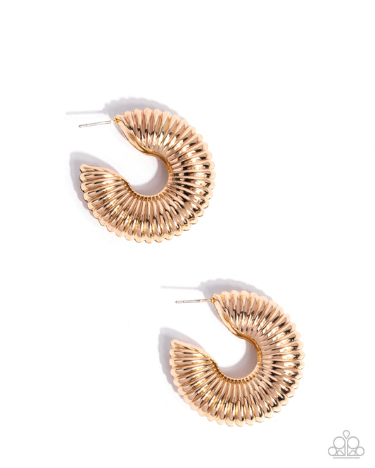 Spontaneous Spirals - Gold - Paparazzi Hoop Earrings