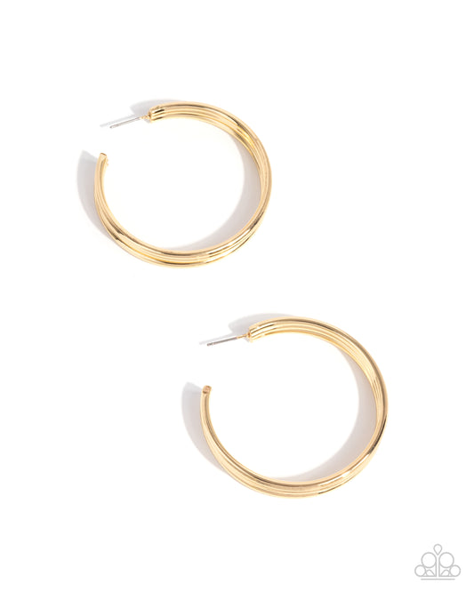 Traditional Trio - Gold - Paparazzi Hoop Earrings