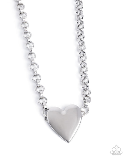 Sweet Start - Paparazzi Complete Look - Smitten Start - Silver Heart Necklace and Sentimental Start - Silver Heart Bracelet Set