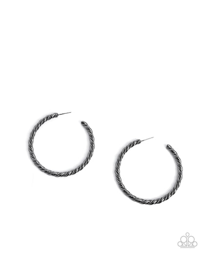 Coiled Class - Black - Paparazzi Earrings