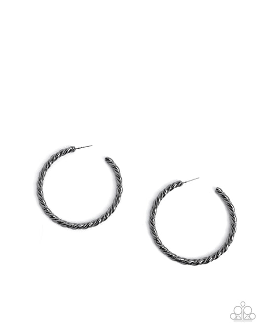 Coiled Class - Black - Paparazzi Earrings
