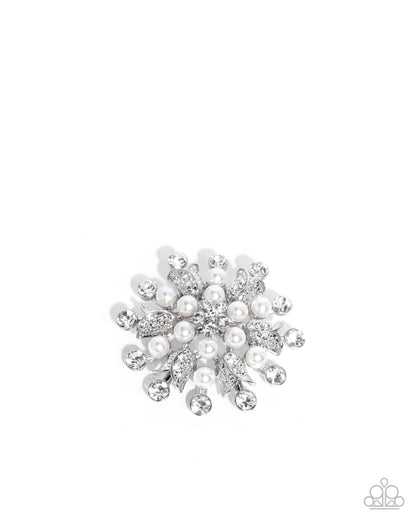 Pearly Prologue - White - Paparazzi Brooch