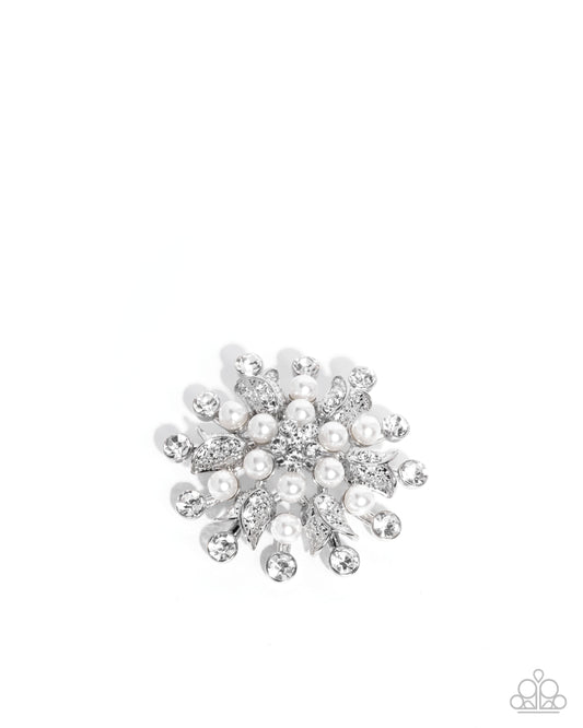 Pearly Prologue - White - Paparazzi Brooch
