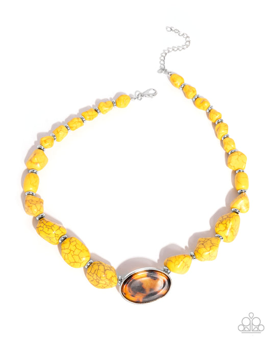 Trailblazing Tortoise - Yellow - Paparazzi Necklace