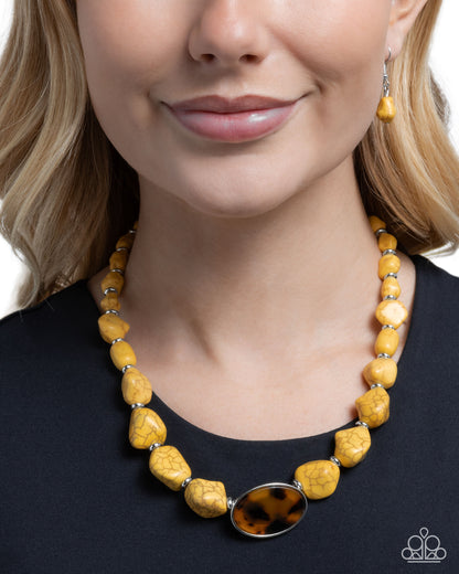 Trailblazing Tortoise - Yellow - Paparazzi Necklace