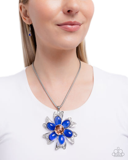 Floral Figurehead - Blue - Paparazzi Necklace