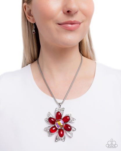 Floral Figurehead - Red - Paparazzi Necklace