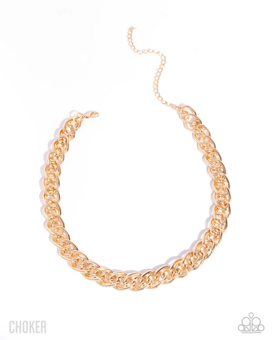 Lustrous Links - Gold - Paparazzi Choker Necklace