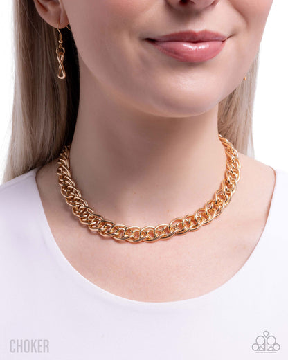 Lustrous Links - Gold - Paparazzi Choker Necklace