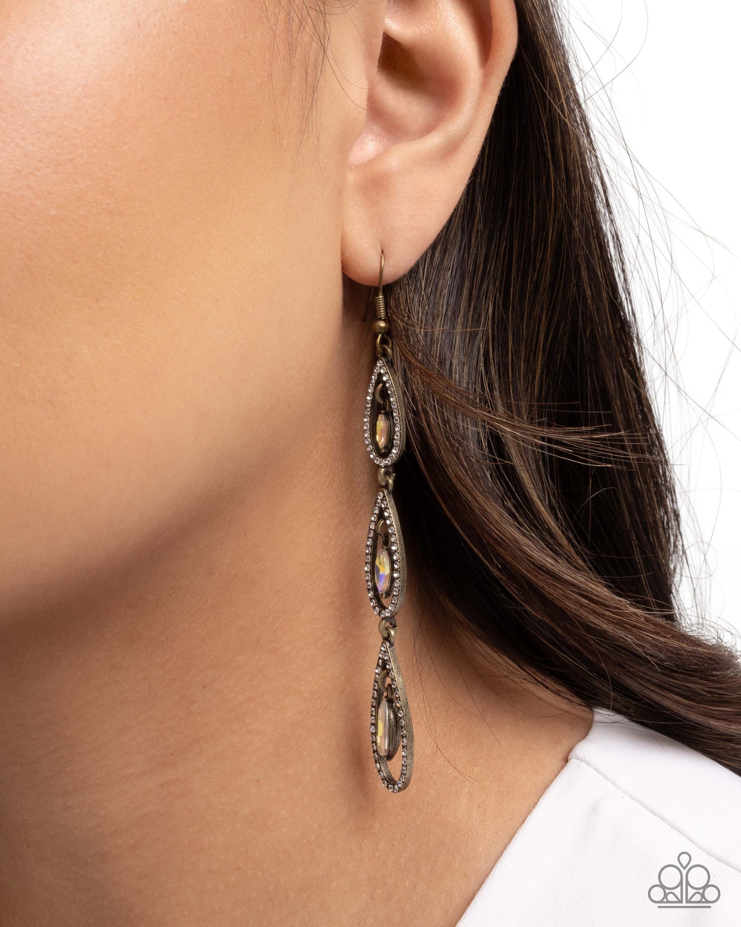 Teardrop Tenure - Brass - Paparazzi Earrings
