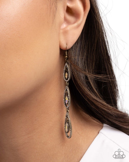 Teardrop Tenure - Brass - Paparazzi Earrings