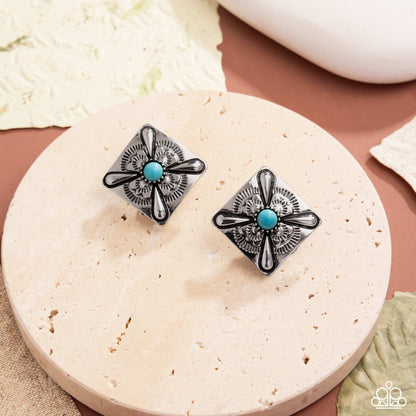 Stony Stencil - Blue - Paparazzi Earrings