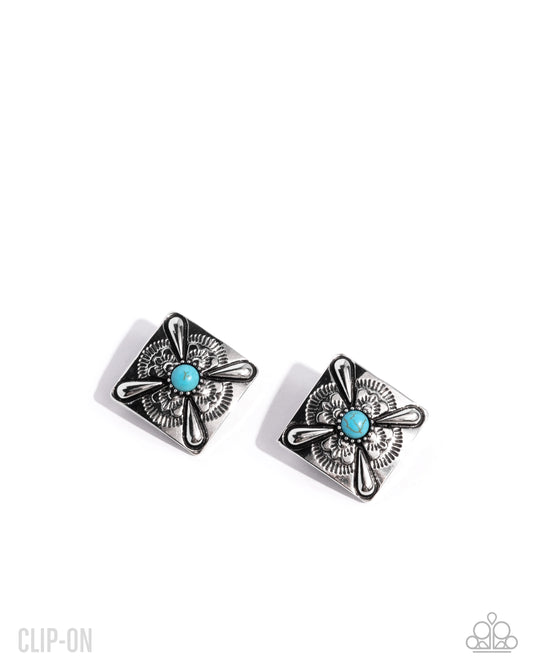 Stony Stencil - Blue - Paparazzi Earrings