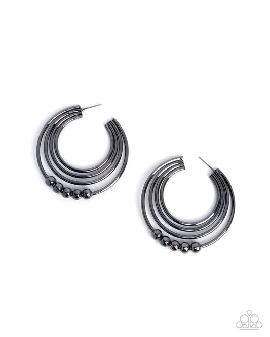 Layered Longevity - Black - Paparazzi Hoop Earrings