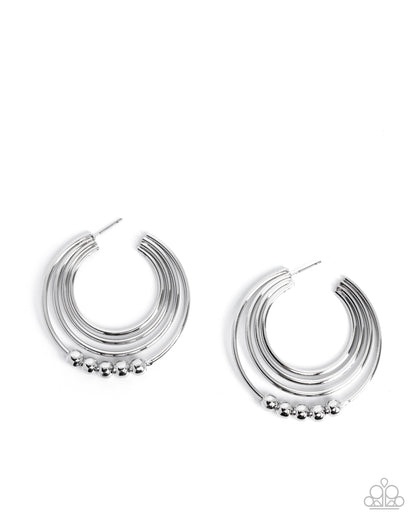 Layered Longevity - Silver - Paparazzi Hoop Earrings