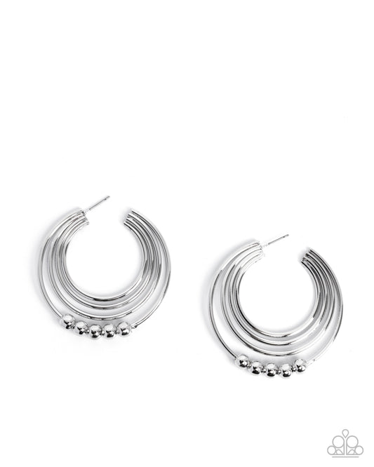Layered Longevity - Silver - Paparazzi Hoop Earrings
