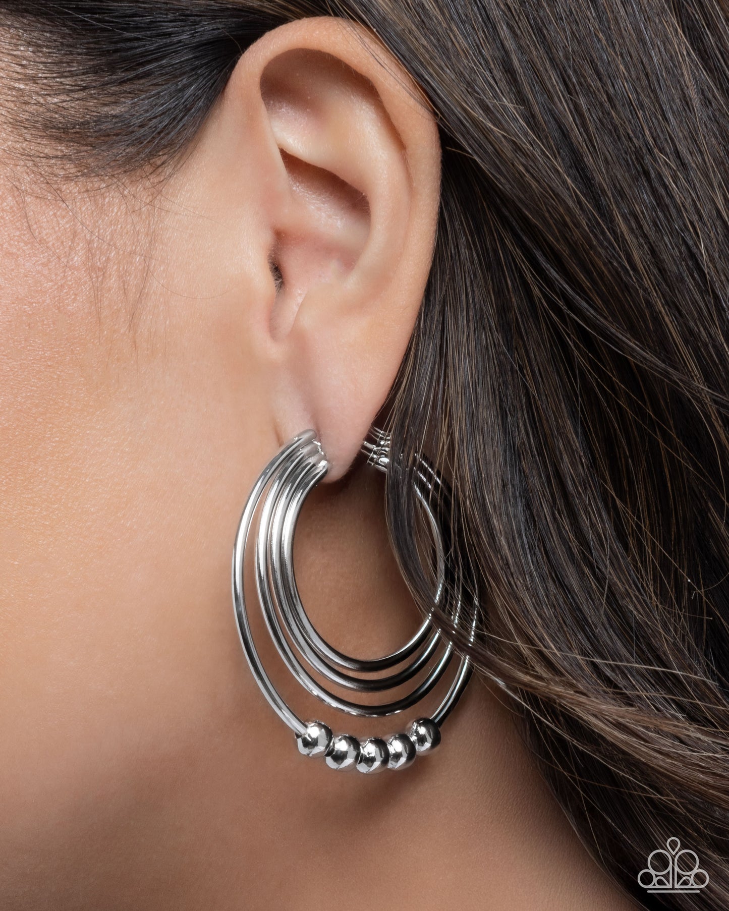 Layered Longevity - Silver - Paparazzi Hoop Earrings