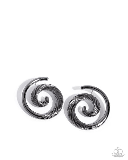 Spiral Silhouette - Black - Paparazzi Earrings