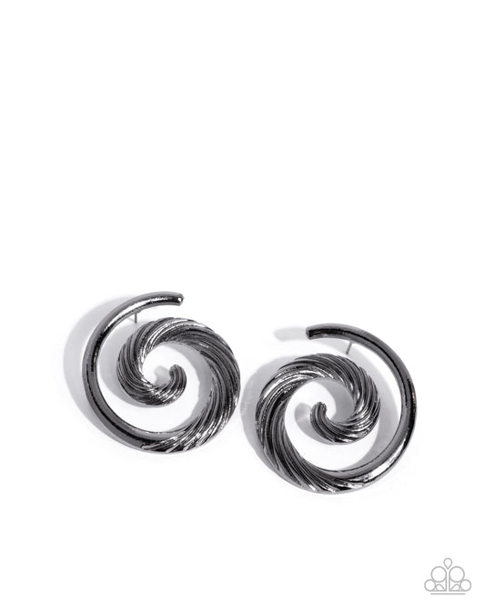 Spiral Silhouette - Black - Paparazzi Earrings