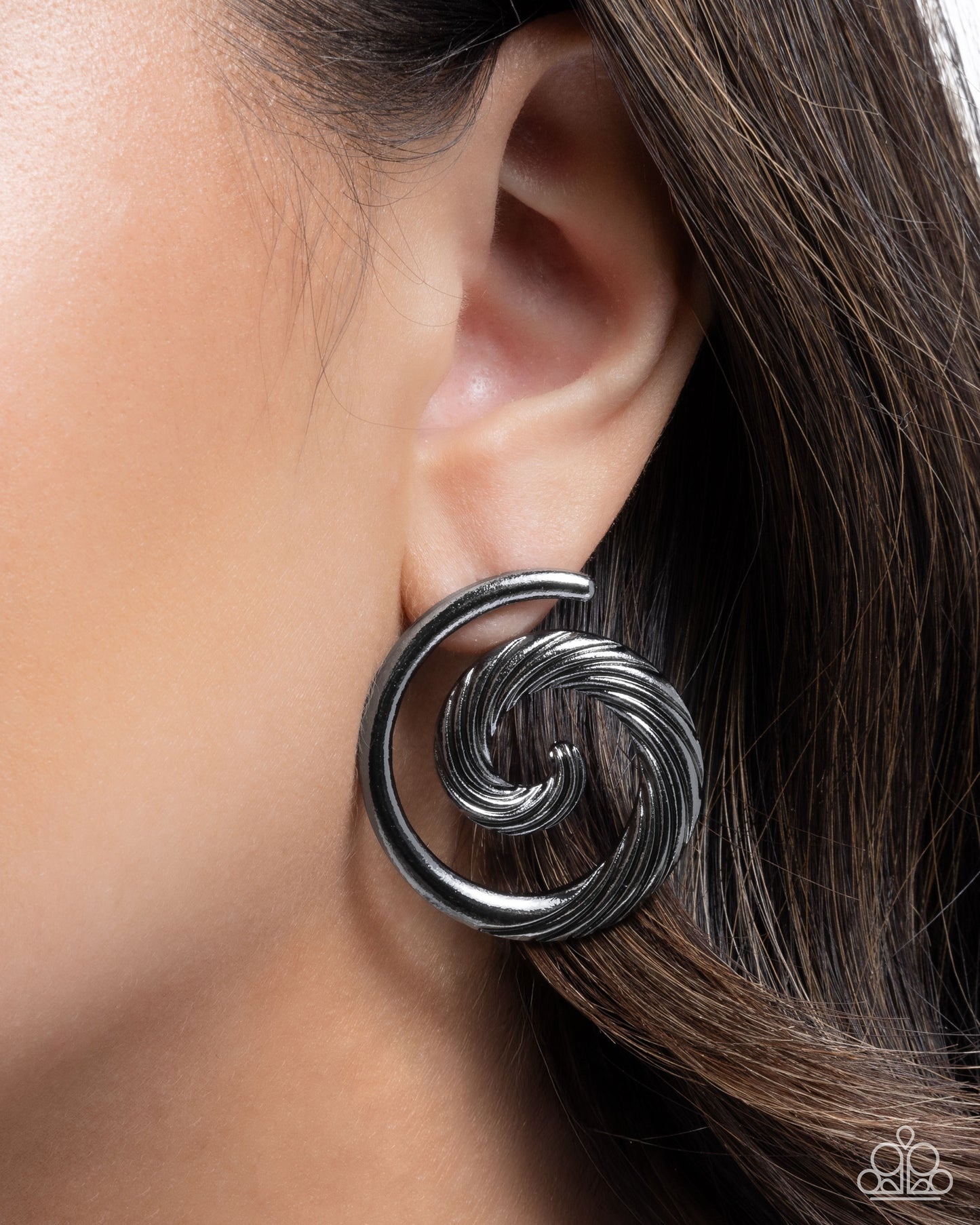Spiral Silhouette - Black - Paparazzi Earrings