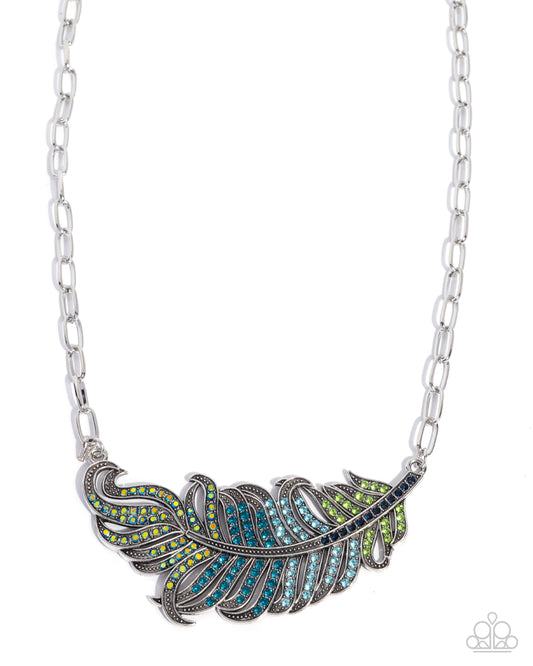 Fancy Feather - Blue - Paparazzi Necklace