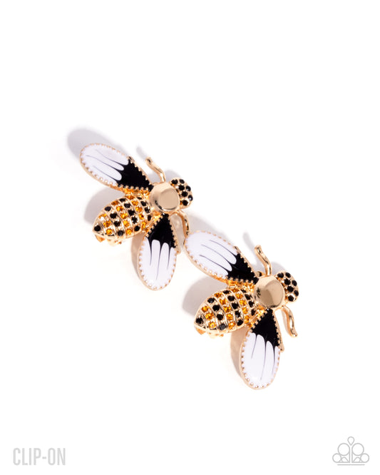 Blissful Bee - Gold - Paparazzi Clip On Earrings