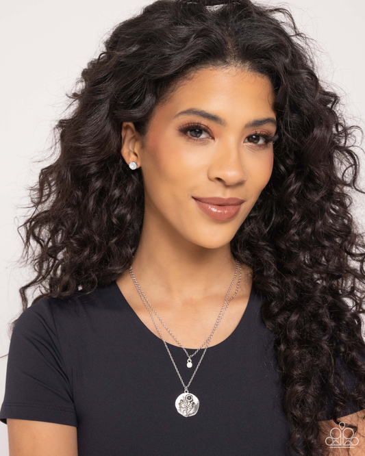 Birthstone Beauty - White Necklace and Breathtaking Birthstone White Post Earring (October)