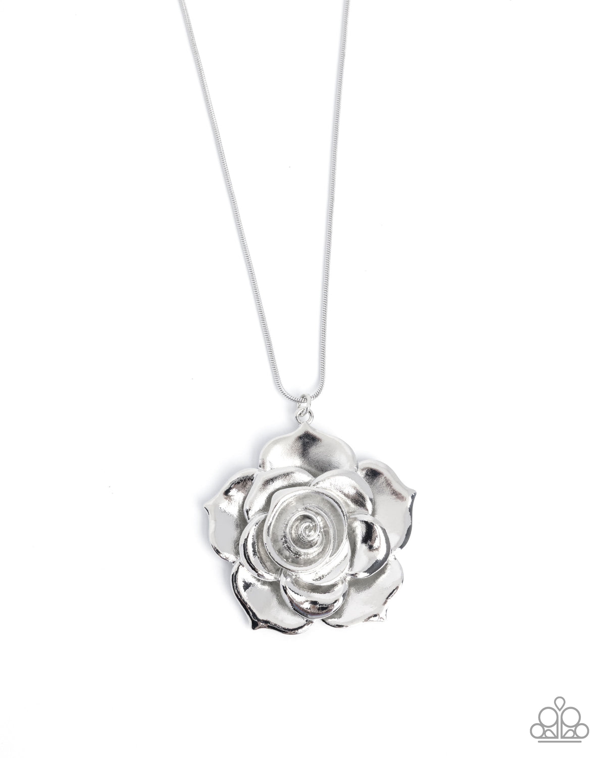 Restful Rose - Silver - Paparazzi Rose Necklace