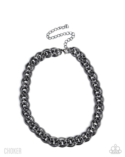 Lustrous Links - Black - Paparazzi Choker Necklace