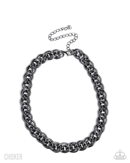 Lustrous Links - Black - Paparazzi Choker Necklace
