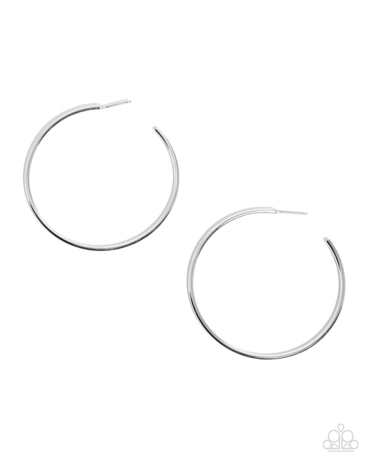 Simple Suit - Silver - Paparazzi Hoop Earrings