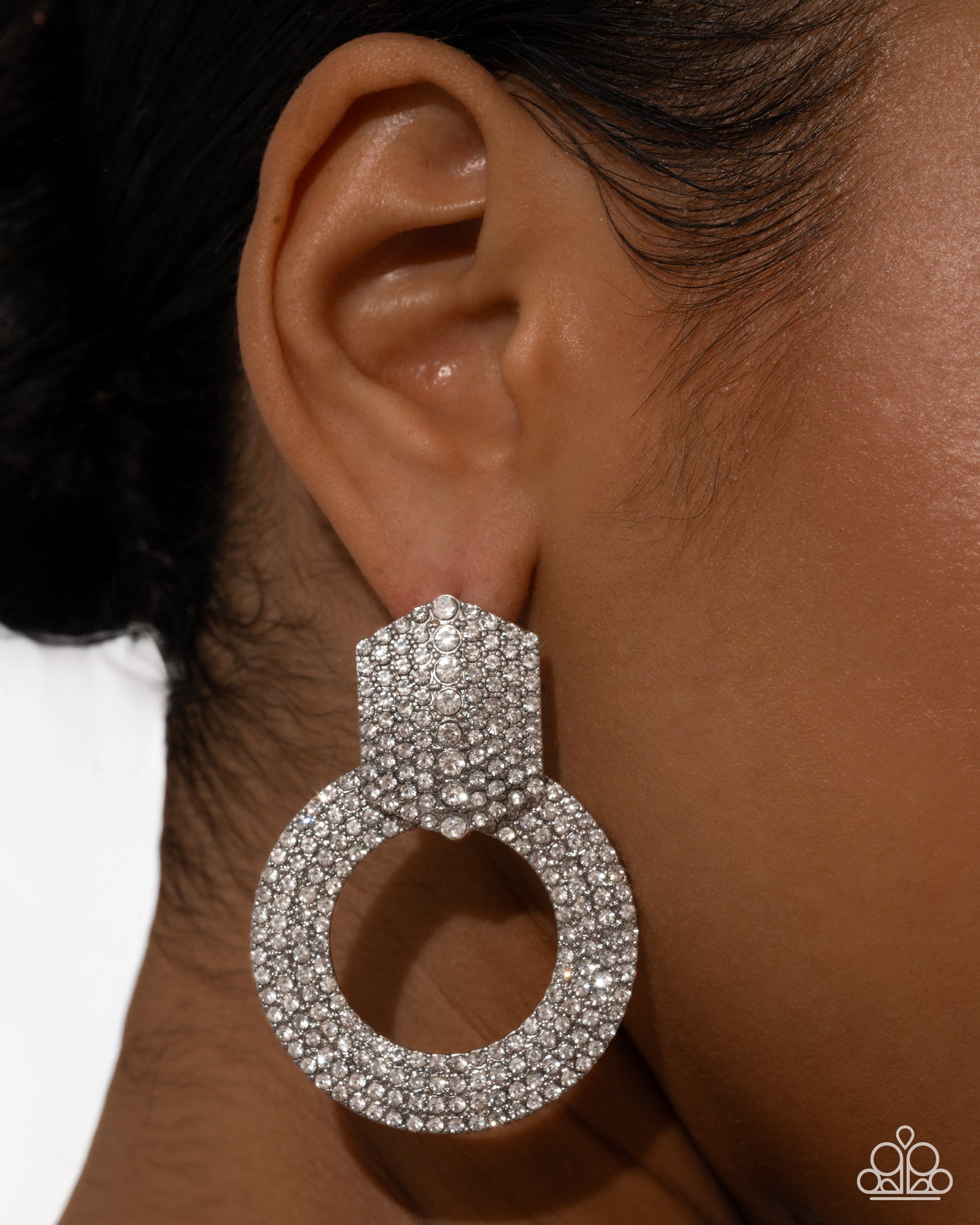 Sparkly Safeguard - White - Paparazzi Earrings