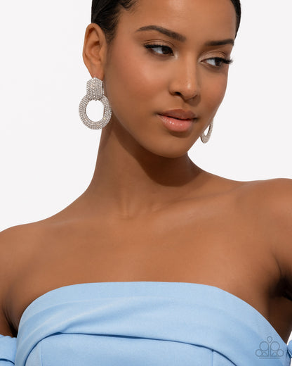 Sparkly Safeguard - White - Paparazzi Earrings