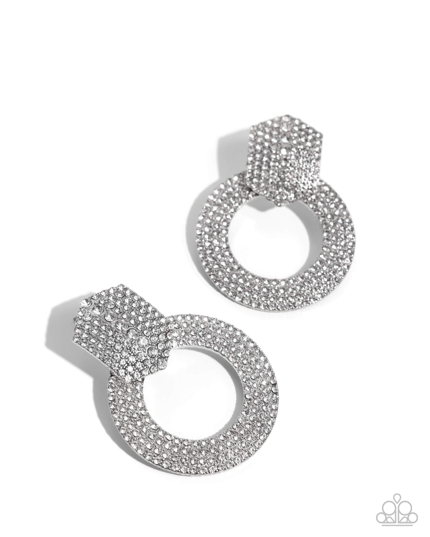 Sparkly Safeguard - White - Paparazzi Earrings