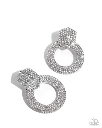 Sparkly Safeguard - White - Paparazzi Earrings