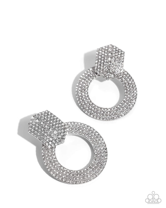 Sparkly Safeguard - White - Paparazzi Earrings