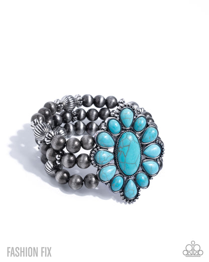 Traditional Tapestry - Blue - Paparazzi Necklace and Traditional Tailoring - Blue - Paparazzi  Bracelet