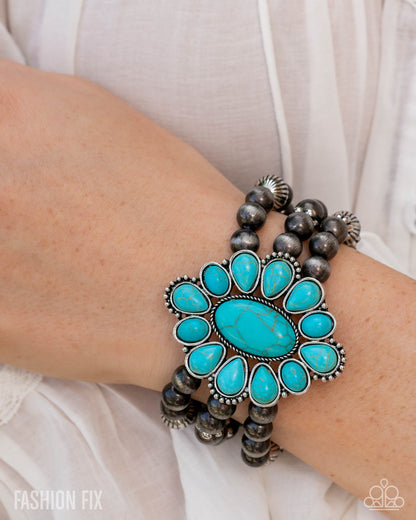 Traditional Tapestry - Blue - Paparazzi Necklace and Traditional Tailoring - Blue - Paparazzi  Bracelet