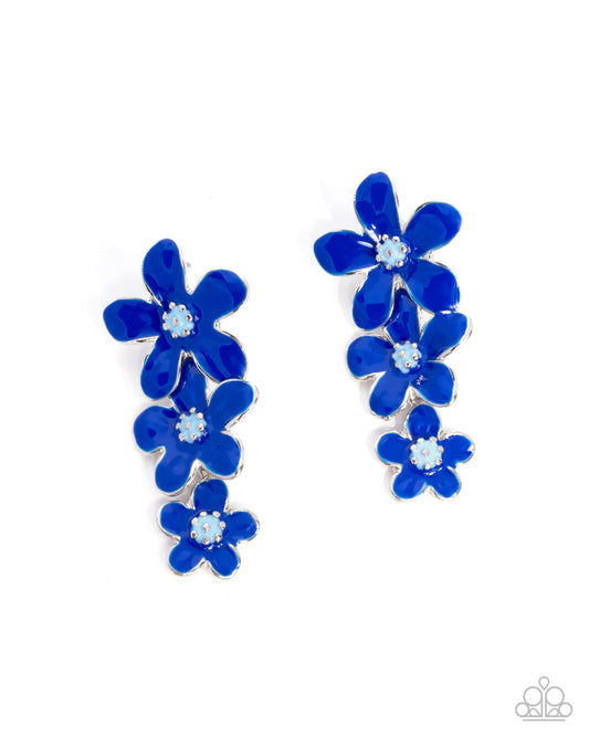 Crack of BLOOM - Blue - Paparazzi Earrings