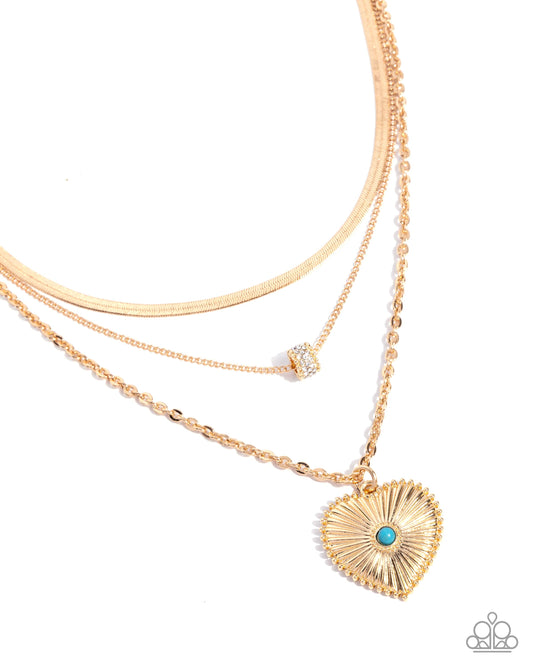 Love Letter Layers - Gold - Paparazzi Heart Necklace