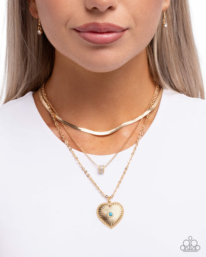 Love Letter Layers - Gold - Paparazzi Heart Necklace