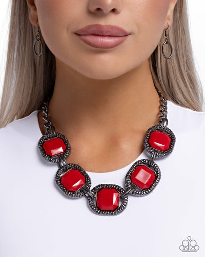 Framing Fanatic - Red - Paparazzi Necklace