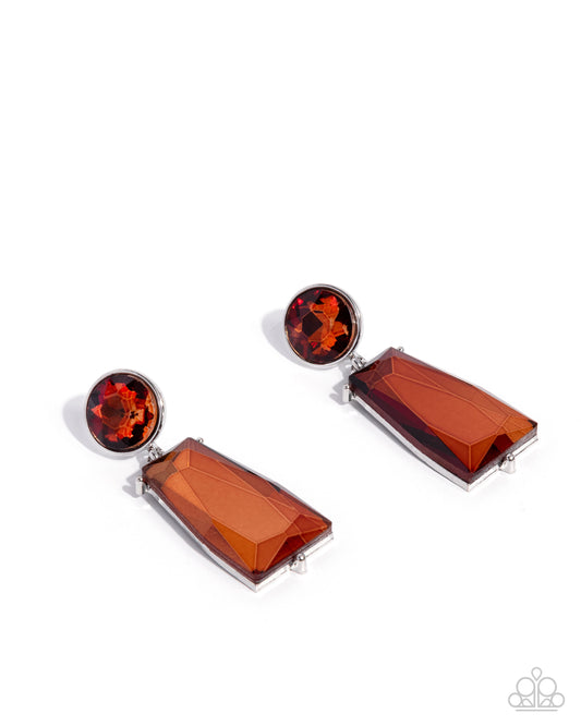 Carefree Character - Brown - Paparazzi Post Earrings