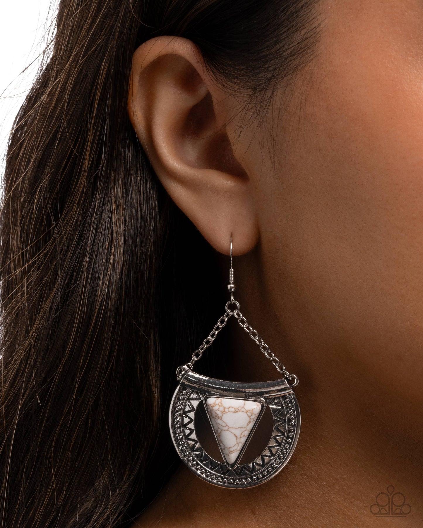 Adorably Ancient - White - Paparazzi Earrings
