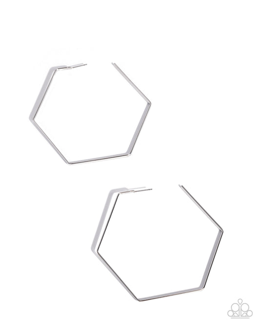 Handcrafted Hexagons - Silver - Paparazzi Earrings