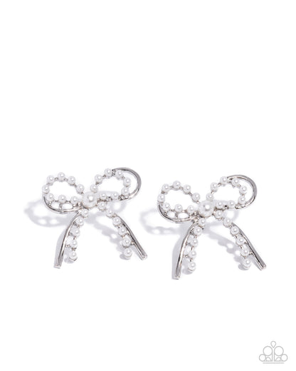 Girly Get Together - White - Paparazzi Earrings