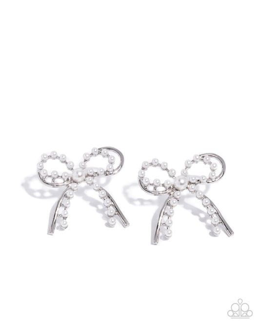 Girly Get Together - White - Paparazzi Earrings